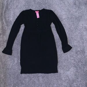 GIRLS LONG SLEEVE BLACK SWEATER DRESS
